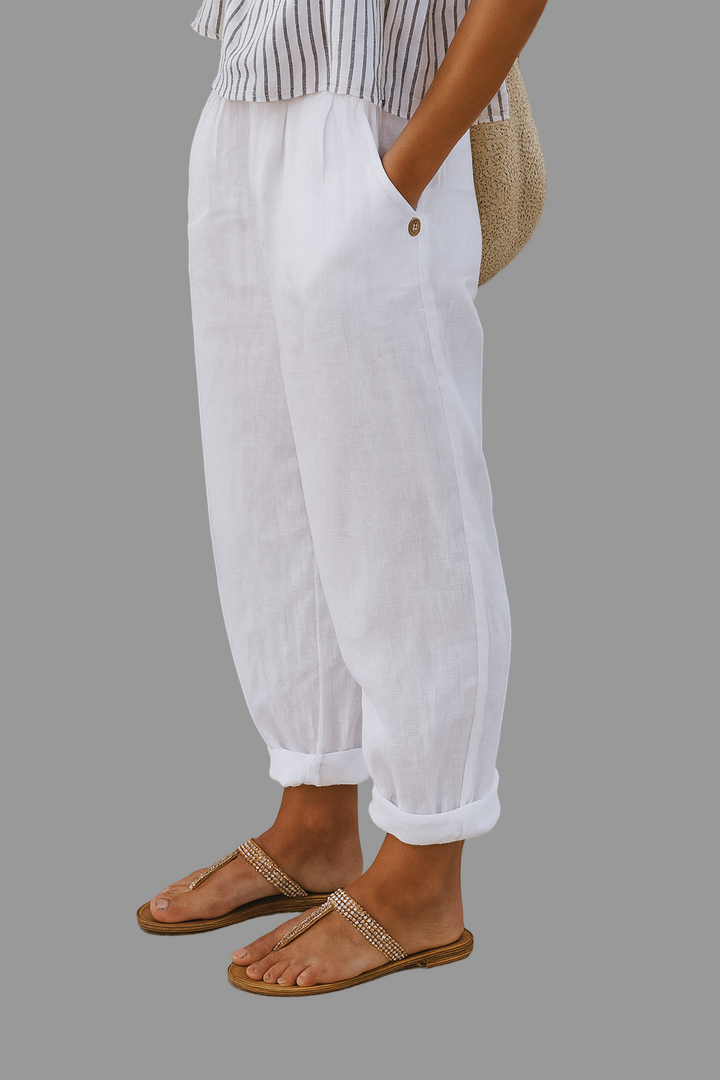 Women’s Casual Trousers – Solid Loose Fit with Pockets