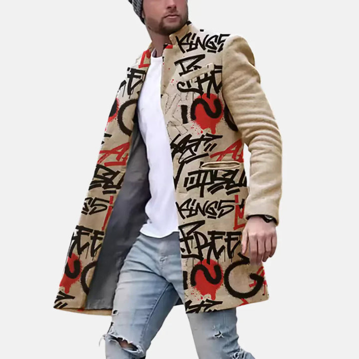 Street Print Coat – Casual &amp; Adjustable Men’s Jacket