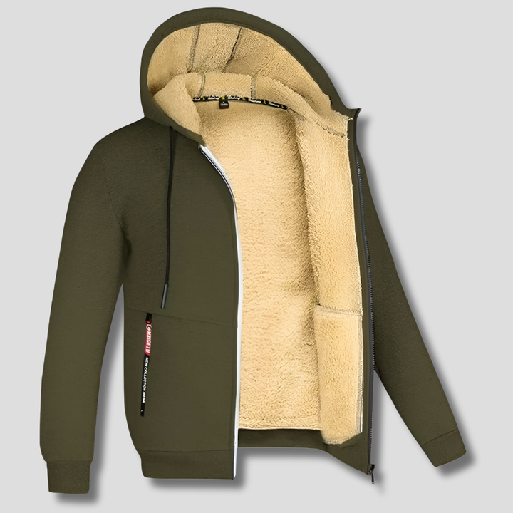 Men’s Fleece Pullover Coat with Fur Lining