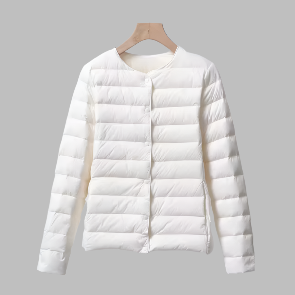 Collarless Portable Puffer for Spring and Winter