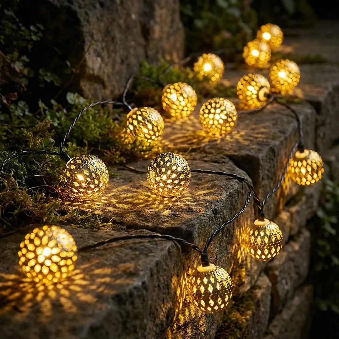 Moroccan-Style Water-resistant Solar String Lights