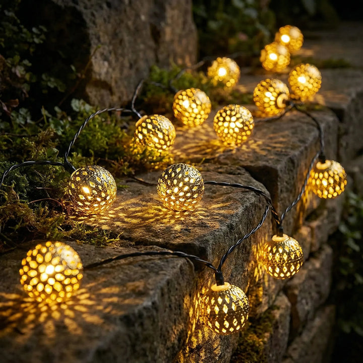 Moroccan-Style Water-resistant Solar String Lights