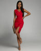 Elegant Dress with V-Neck and Side Slit