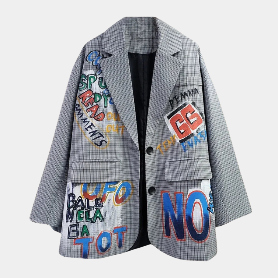 Subtle Check Pattern Oversized Women's Blazer with Subtle Check Pattern – Jacinnewyork