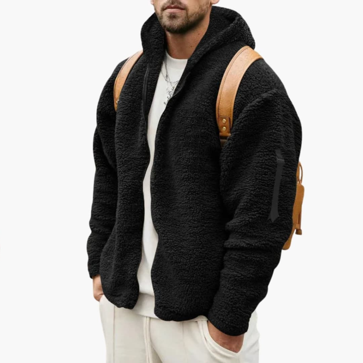Men’s Fleece Jacket with Hood and Full Zipper