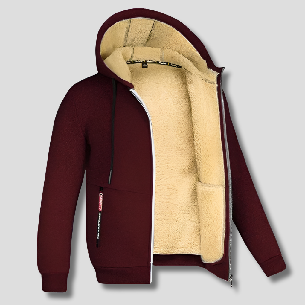 Men’s Fleece Pullover Coat with Fur Lining
