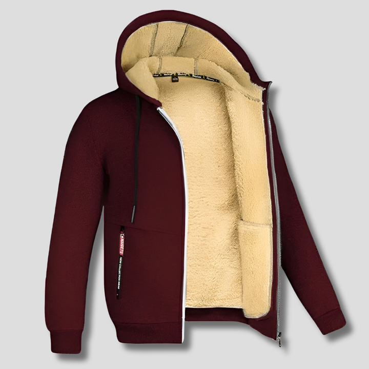 Men’s Fleece Pullover Coat with Fur Lining