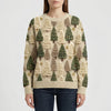 Women's Knit Sweater with Tree Pattern and Round Neckline