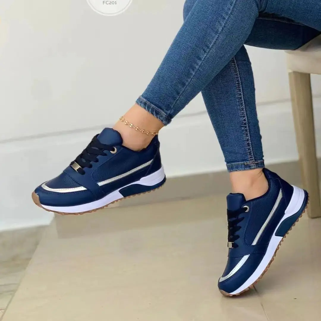 Women's Mesh Leather Patchwork Sneakers