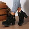 Lace-Up Ankle Block Heel Boots for Women