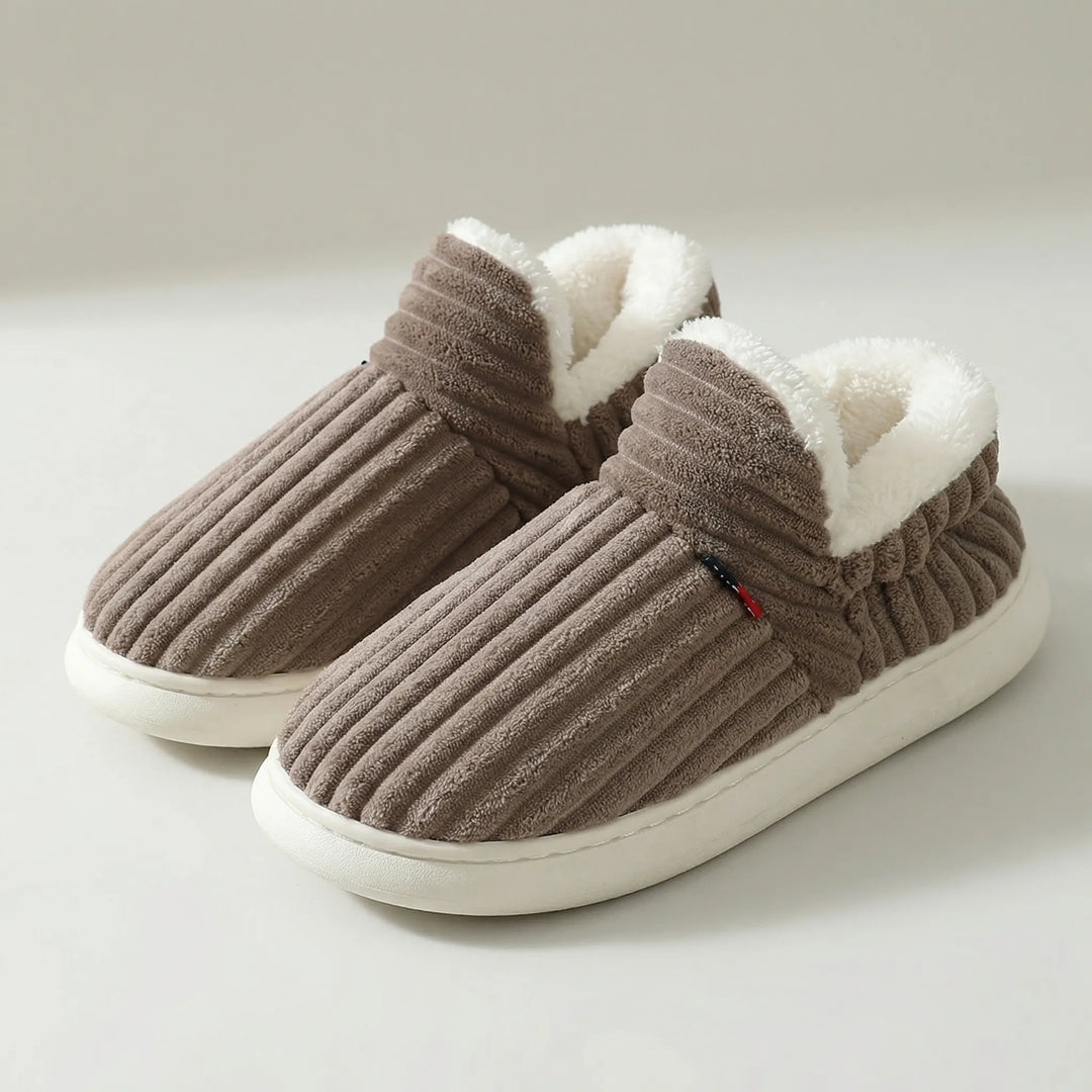 Women’s Plush Slippers – Ribbed Indoor Footwear