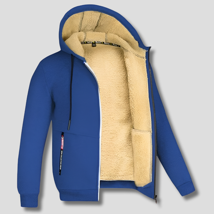 Men’s Fleece Pullover Coat with Fur Lining