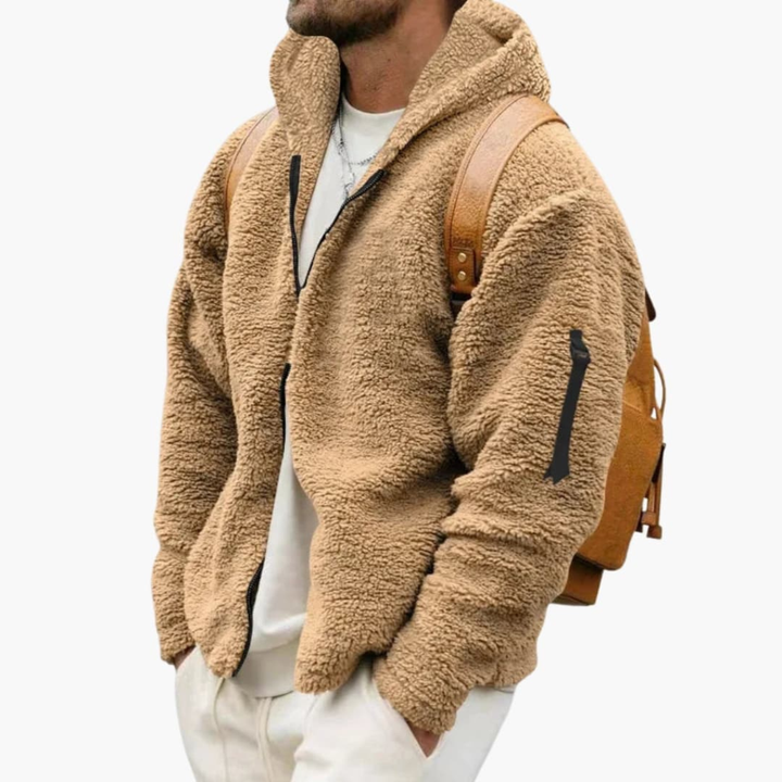 Men’s Fleece Jacket with Hood and Full Zipper