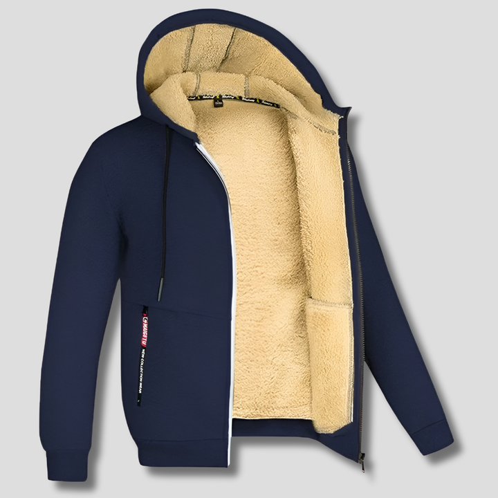 Men’s Fleece Pullover Coat with Fur Lining