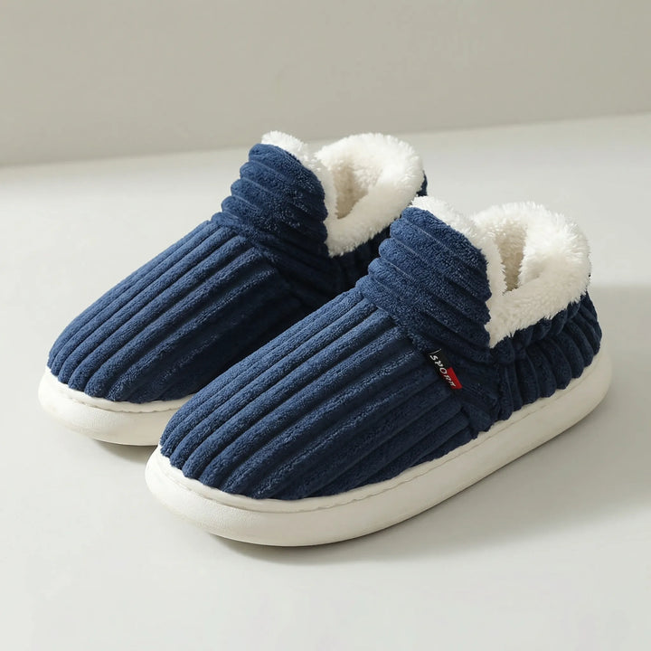 Women’s Plush Slippers – Ribbed Indoor Footwear