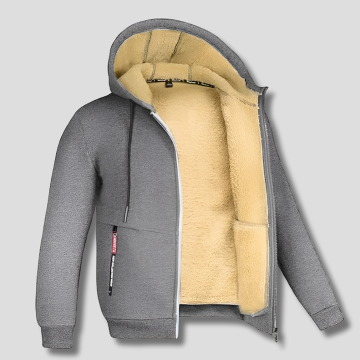 Men’s Fleece Pullover Coat with Fur Lining