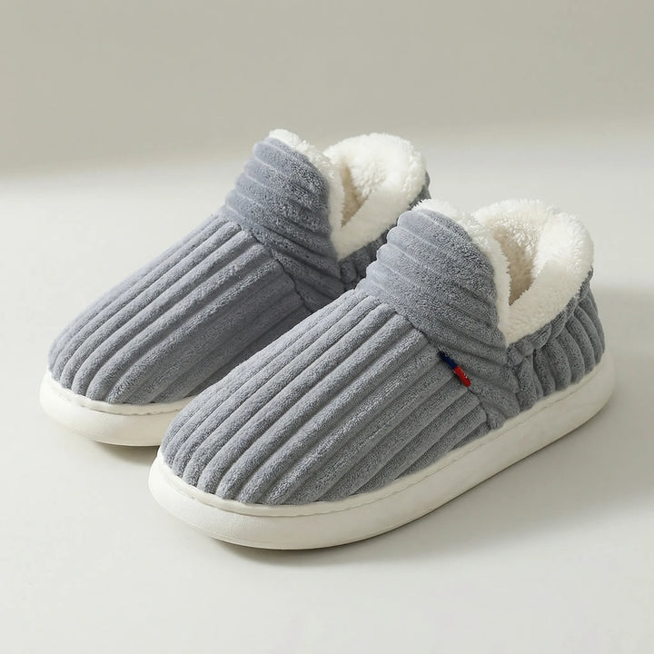 Women’s Plush Slippers – Ribbed Indoor Footwear