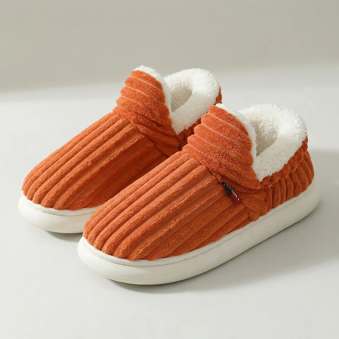 Women’s Plush Slippers – Ribbed Indoor Footwear