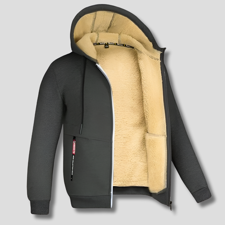 Men’s Fleece Pullover Coat with Fur Lining
