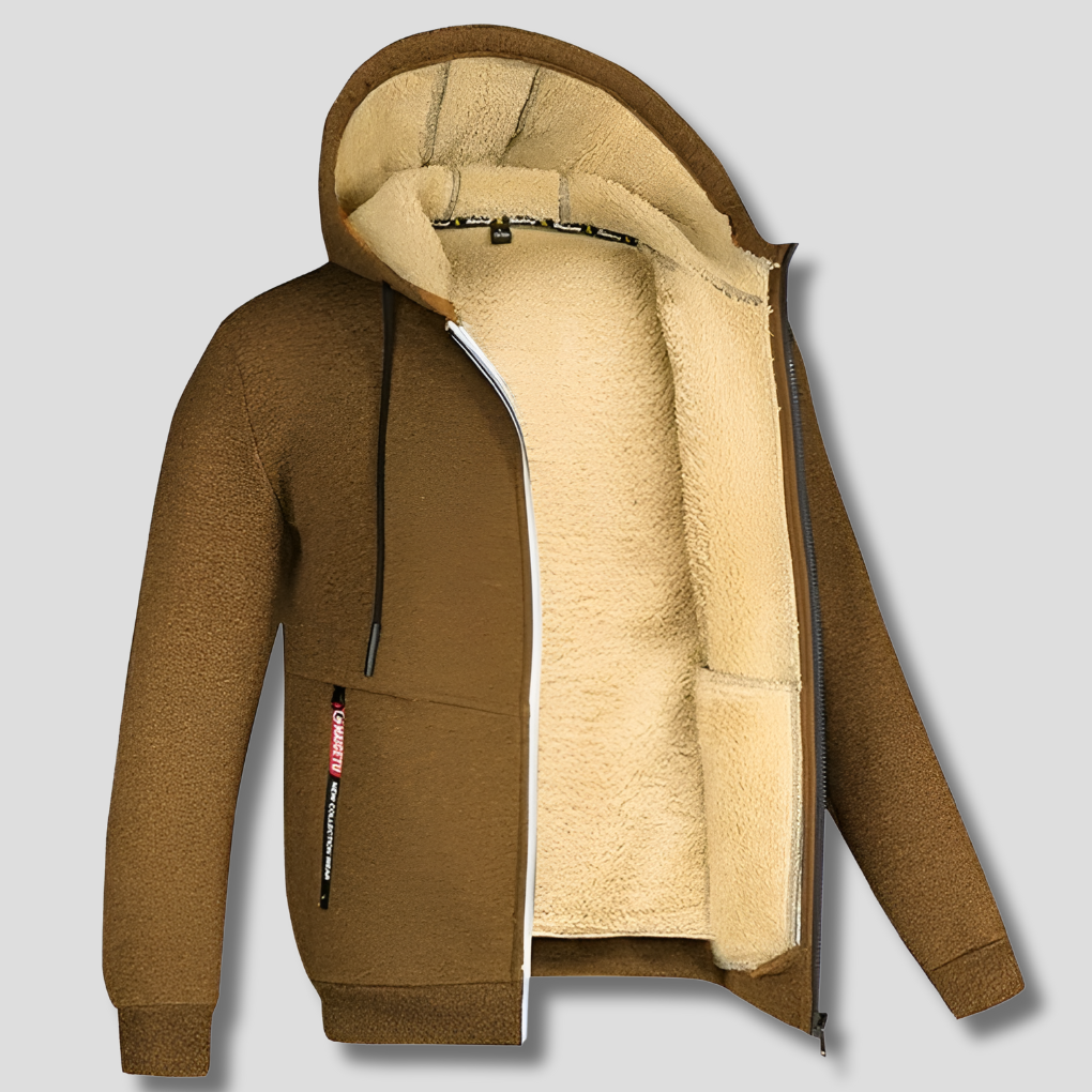 Men’s Fleece Pullover Coat with Fur Lining