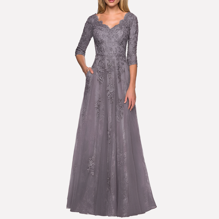 Elegant A-Line Dress with Classic Round Neck