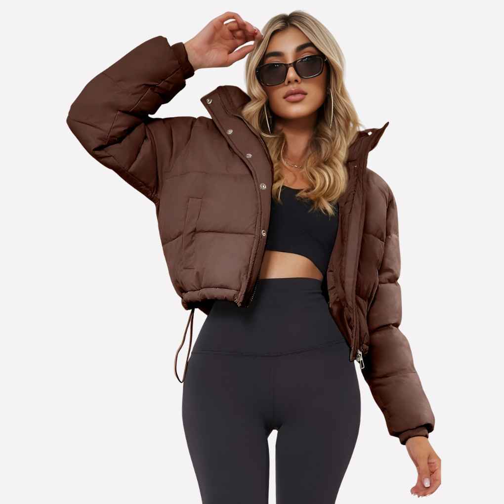 Women’s Short Jacket with Hood and Front Zipper