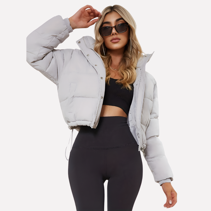 Women’s Short Jacket with Hood and Front Zipper