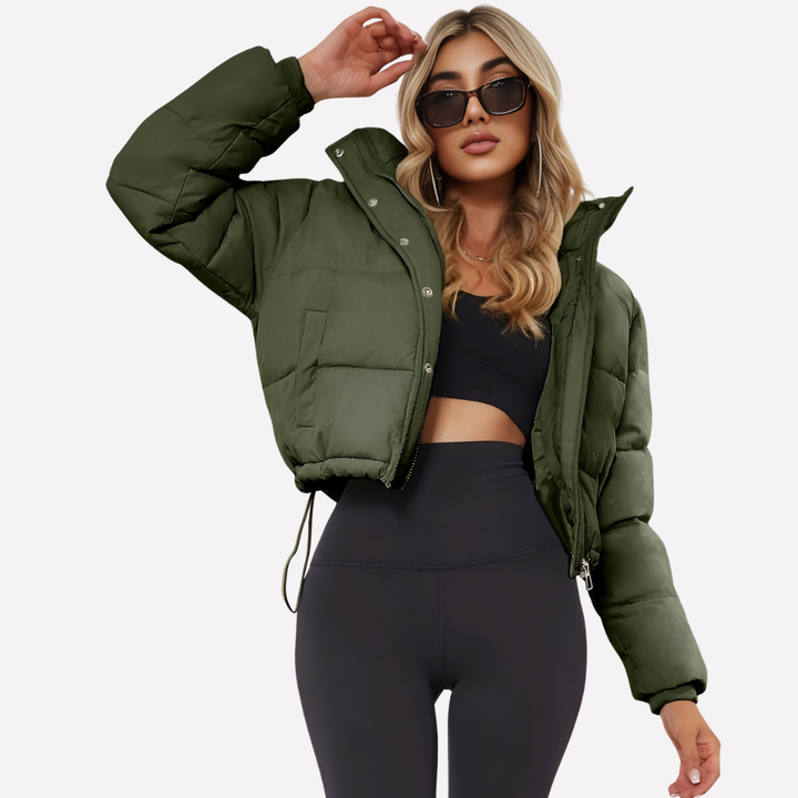 Women’s Short Jacket with Hood and Front Zipper