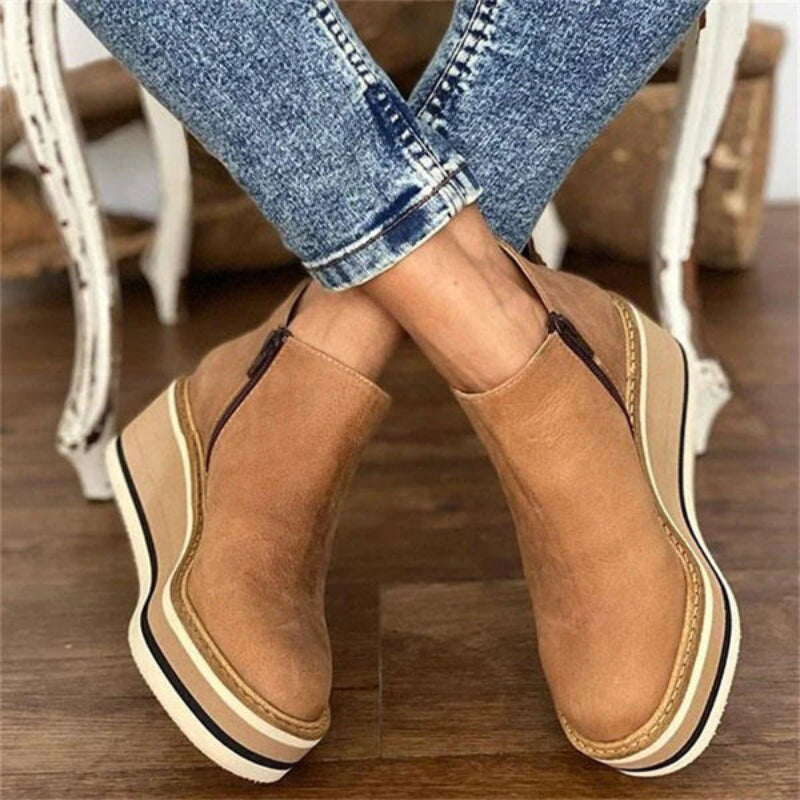 Women's Wedge Ankle Boots with Vintage Charm