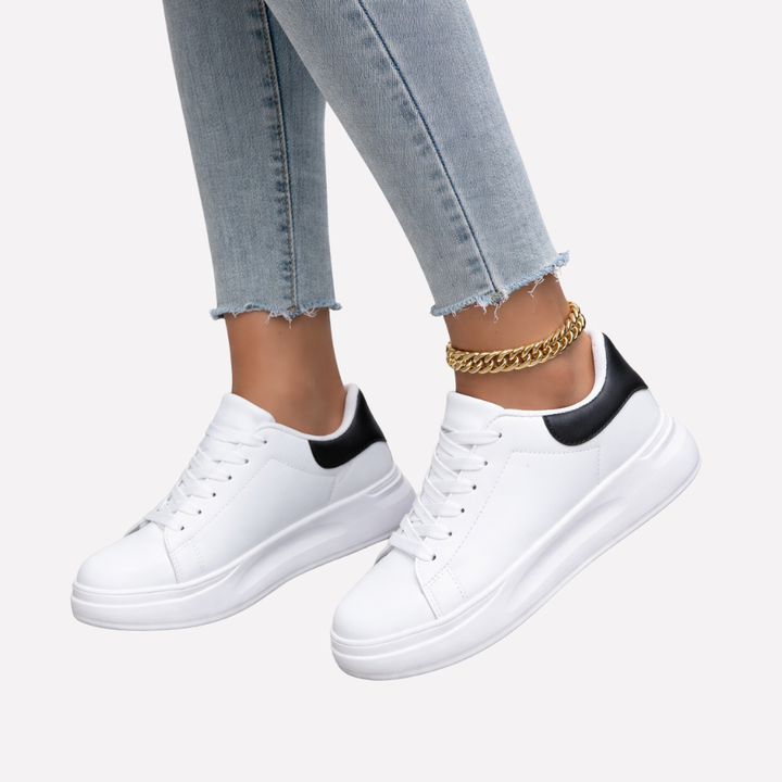 Women's Clean White Leather Sneakers