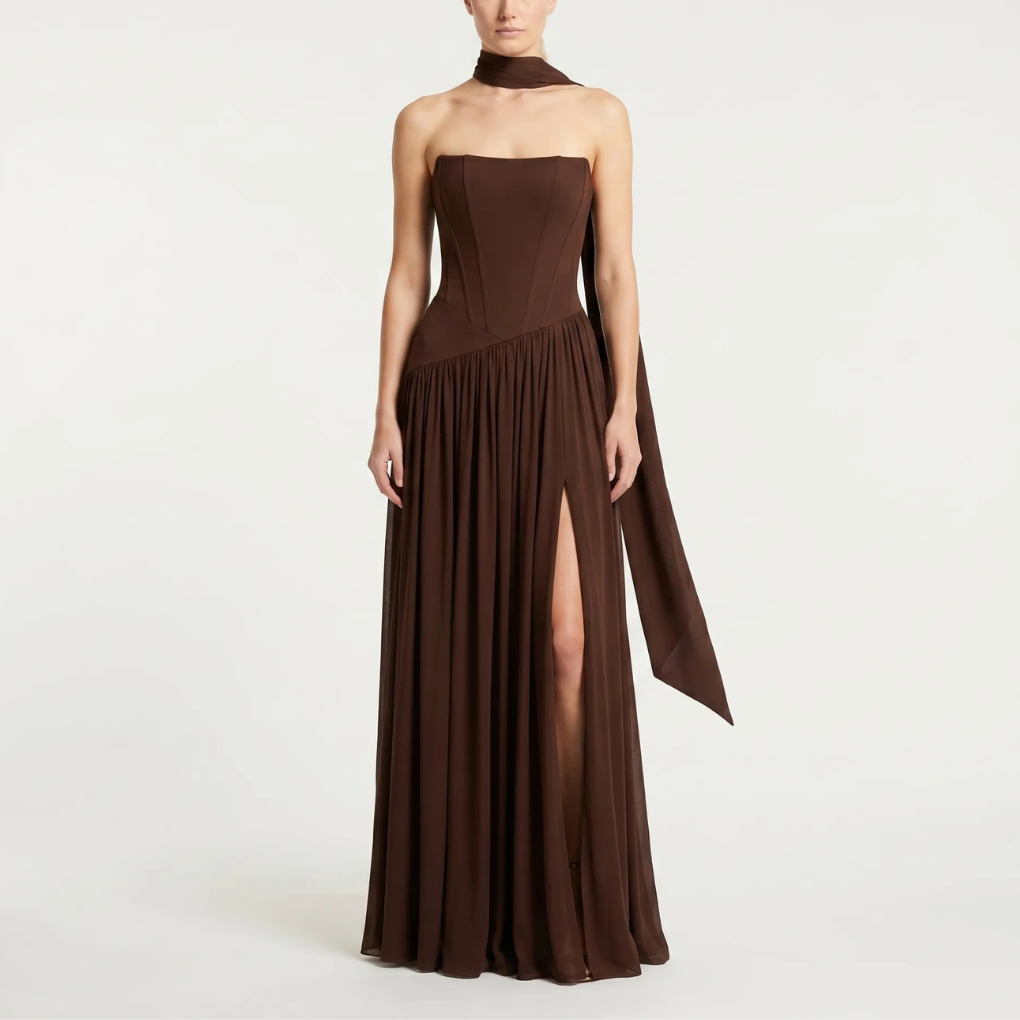Structured Corset-Bodice Maxi Dress
