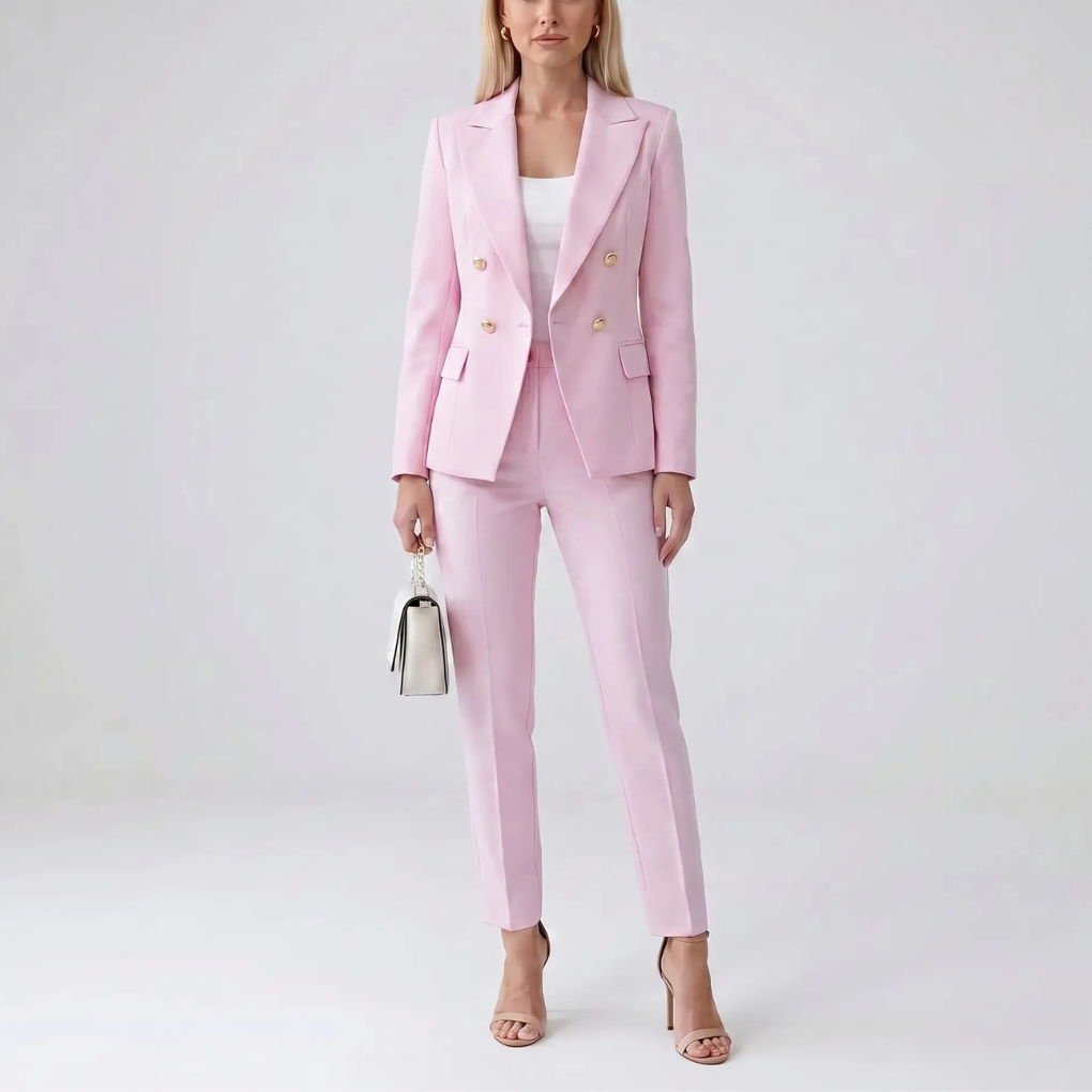Two-Piece Jacket And Straight-Leg Trouser Set
