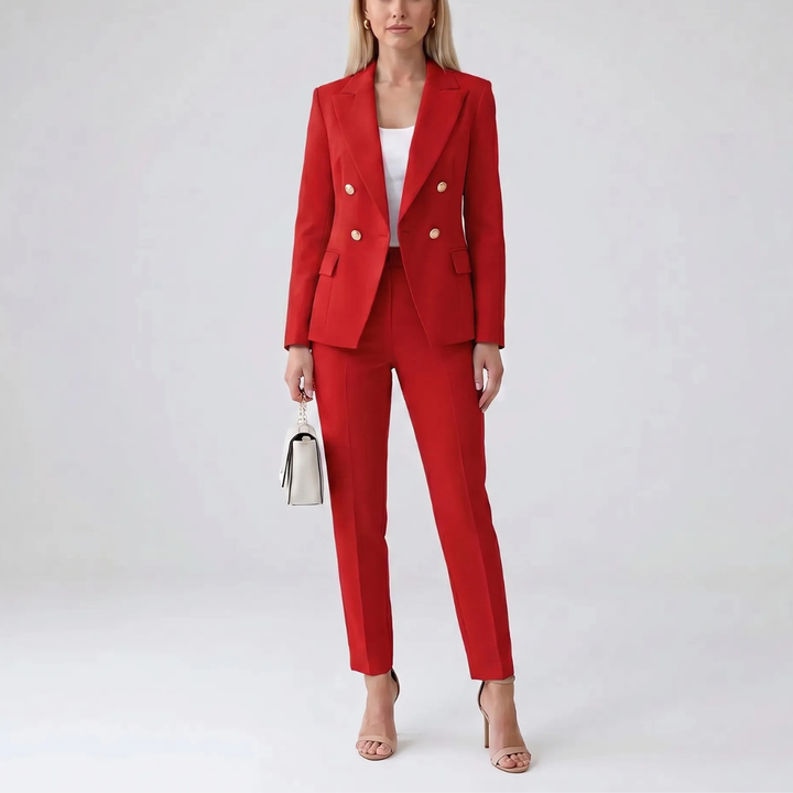 Two-Piece Jacket And Straight-Leg Trouser Set