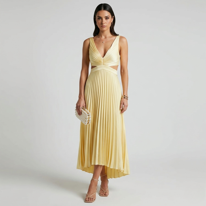 Elegant Sleeveless Dress with Open Back Graceful Sophistication for Warm-Weather Occasions
