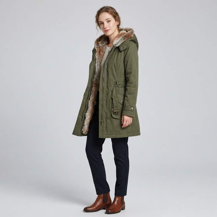 Elegant Women’s Parka with Faux Fur Lining