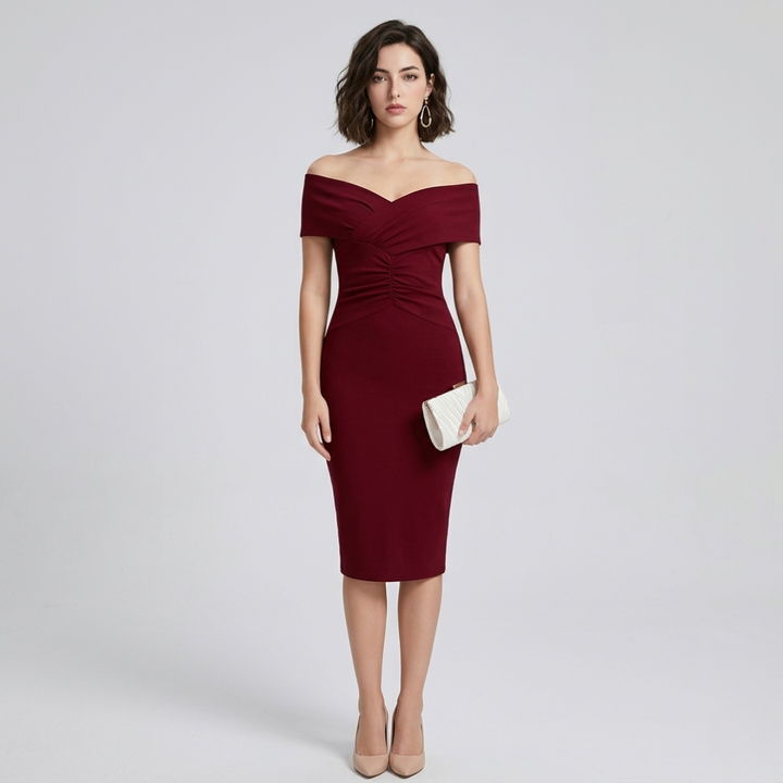 Off-Shoulder V-Neck Bandage Dress