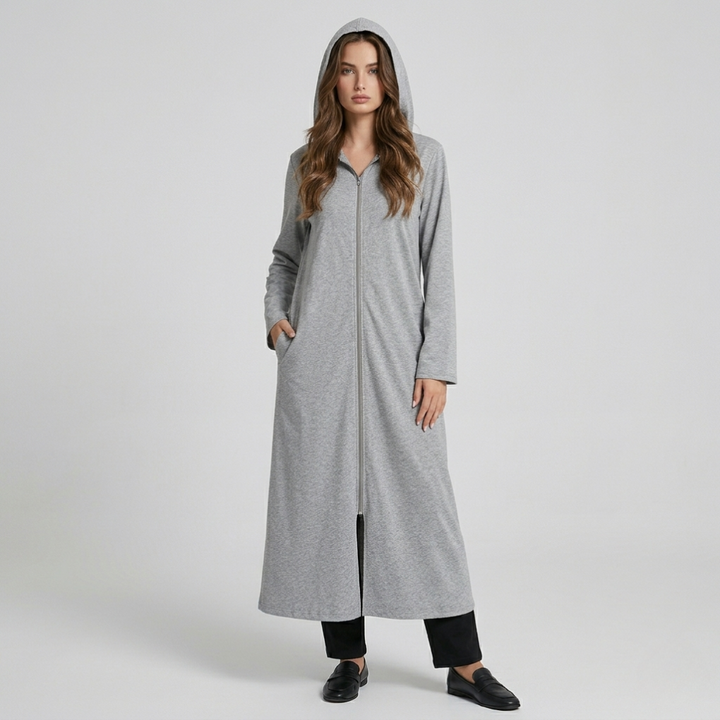 Warm Zip-Up Nightdress with Hood