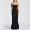 Fitted Floral Appliqué Maxi Dress