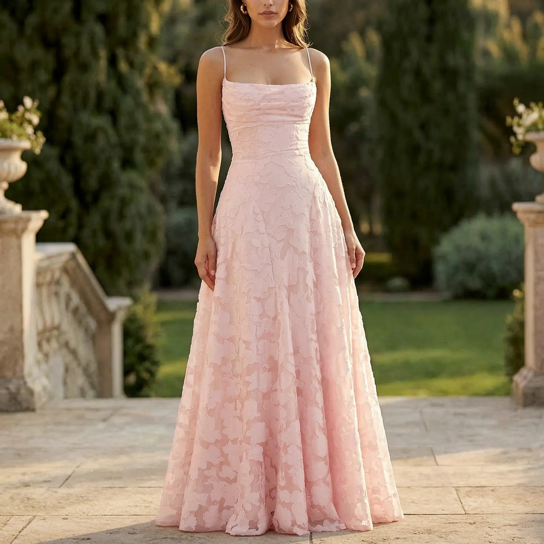 FlorielleFloral Textured Maxi Dress With Thin Straps