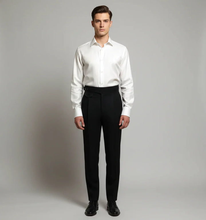 Men’s Wool Trousers with Belt – Elegant Style for Formal & Smart-Casual Wear
