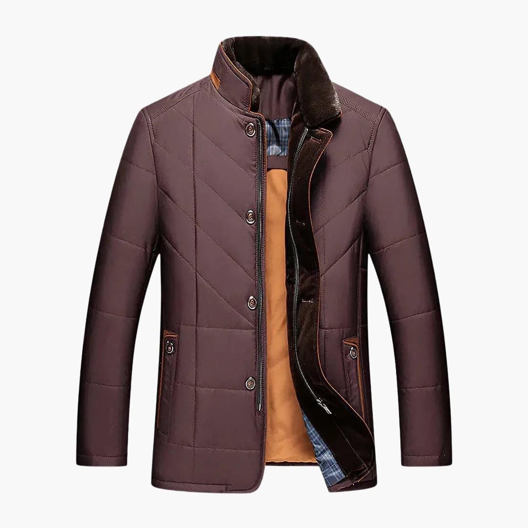 Men’s Quilted Jacket with Button Closure – Stand‑Collar Outer Layer