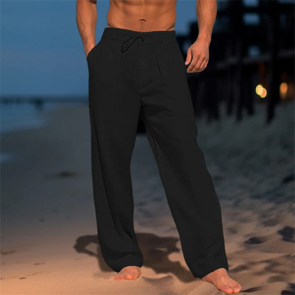 Linen Relaxed Fit Drawstring Trousers