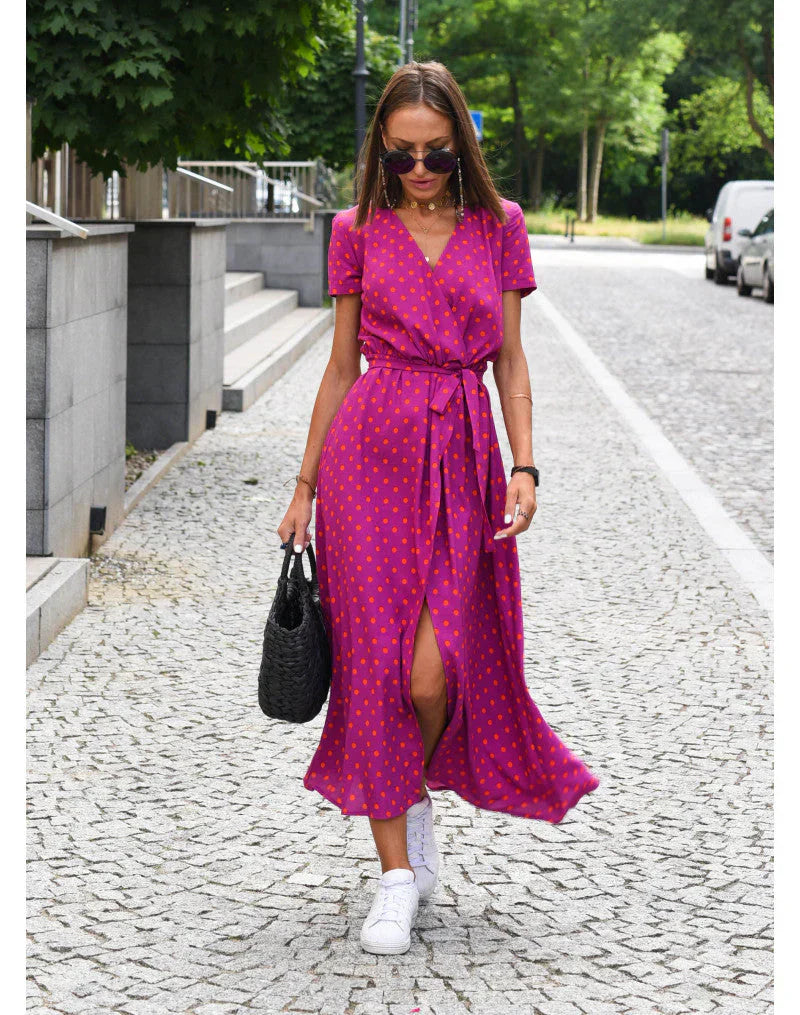 Floral Summer Maxi Dress with Elegant V-Neckline