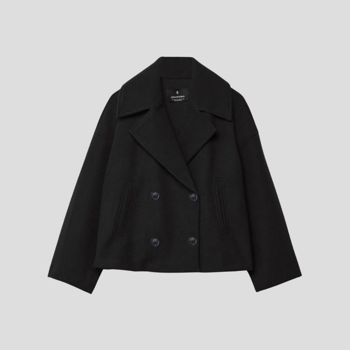 Chic Double-Breasted Short Coat – Elegant & Timeless
