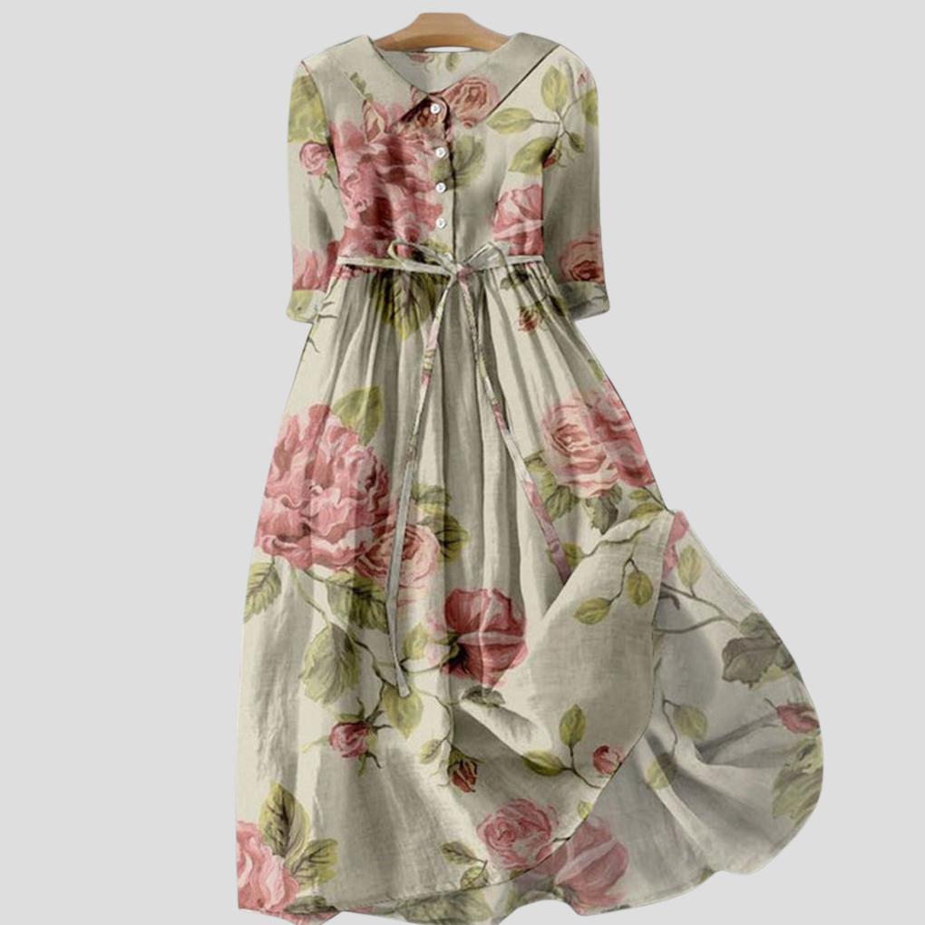 Women’s Vintage Botanical Lapel Dress