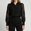 Blouse With Lace And Mesh Design