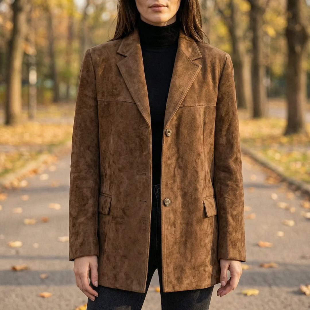 VelvoraClassic-Cut Suede-Effect Jacket