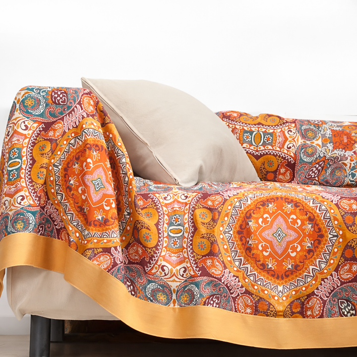 Sunrise Boho Reversible Blanket – Artistic Warmth with Dual-Sided Design