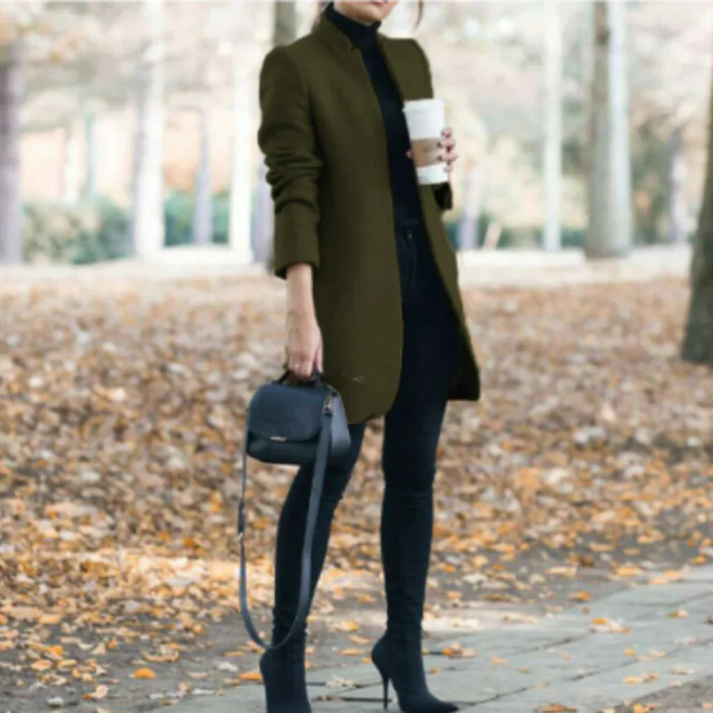 Women’s Stand-Collar Winter Coat  – Elegant Over-Layer with Classic Warmth