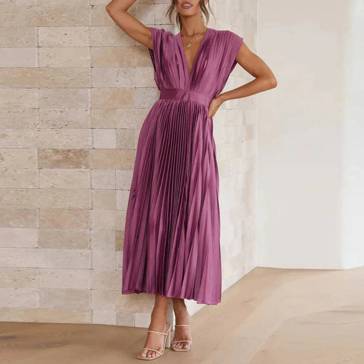 Women’s Modern V-Neck Sleeveless Dress – Chic Day-to-Evening Style